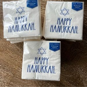 9 Packages - Rae Dunn “Happy Hanukkah” Beverage Napkins (40/ct each)